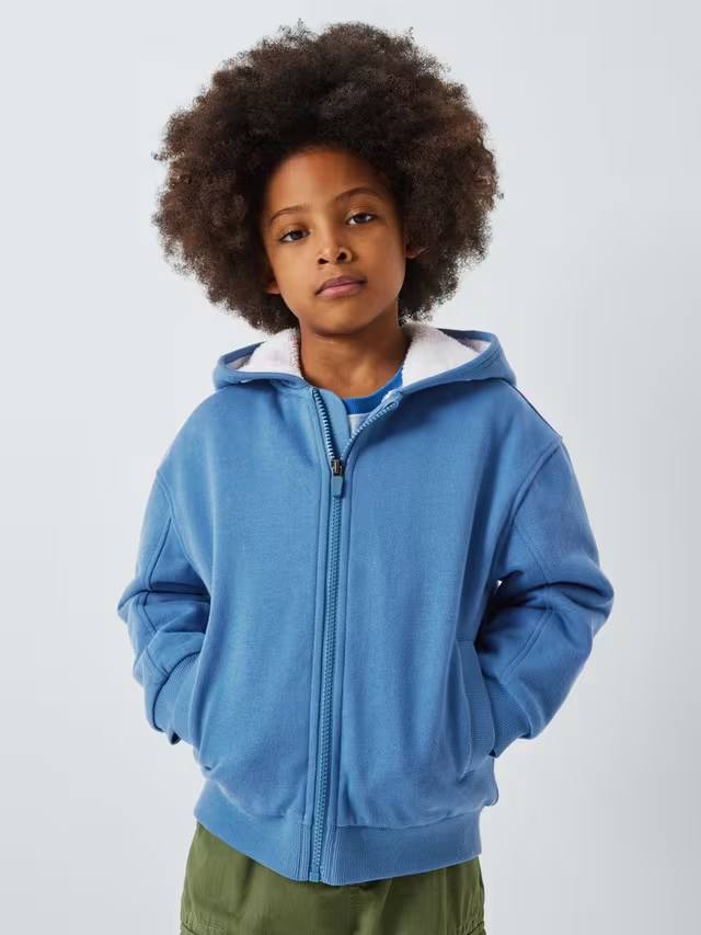 John lewis  Boys' Borg-Lined Zip Through Hoodie