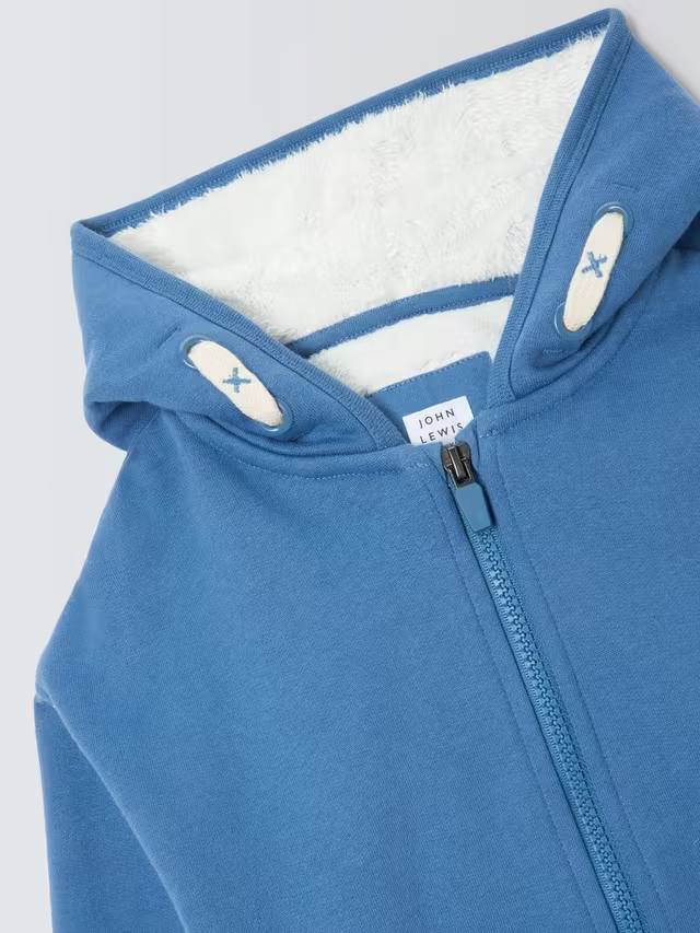John lewis  Boys' Borg-Lined Zip Through Hoodie