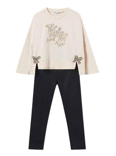 Ensemble legging et sweat texte fille